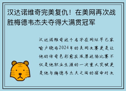 汉达诺维奇完美复仇！在美网再次战胜梅德韦杰夫夺得大满贯冠军